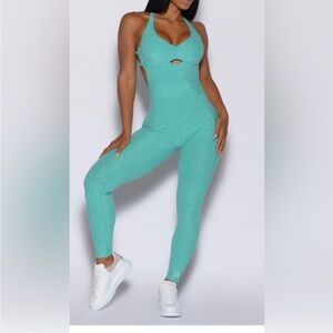 Bombshell Sportswear Aqua Jumpsuit Size Large